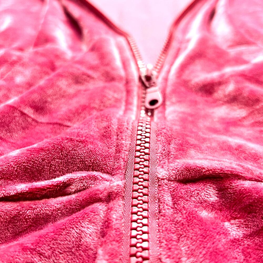 Burgundy Velour Tracksuit Set Women's M Y2K Zip Hoodie & Pants - Picture 16 of 17